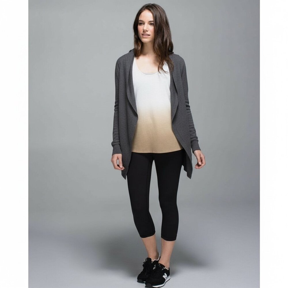 LULULLEMON DARK GREY CABIN YOGI WRAP CARDIGAN SIZE 6 - Picture 4 of 7